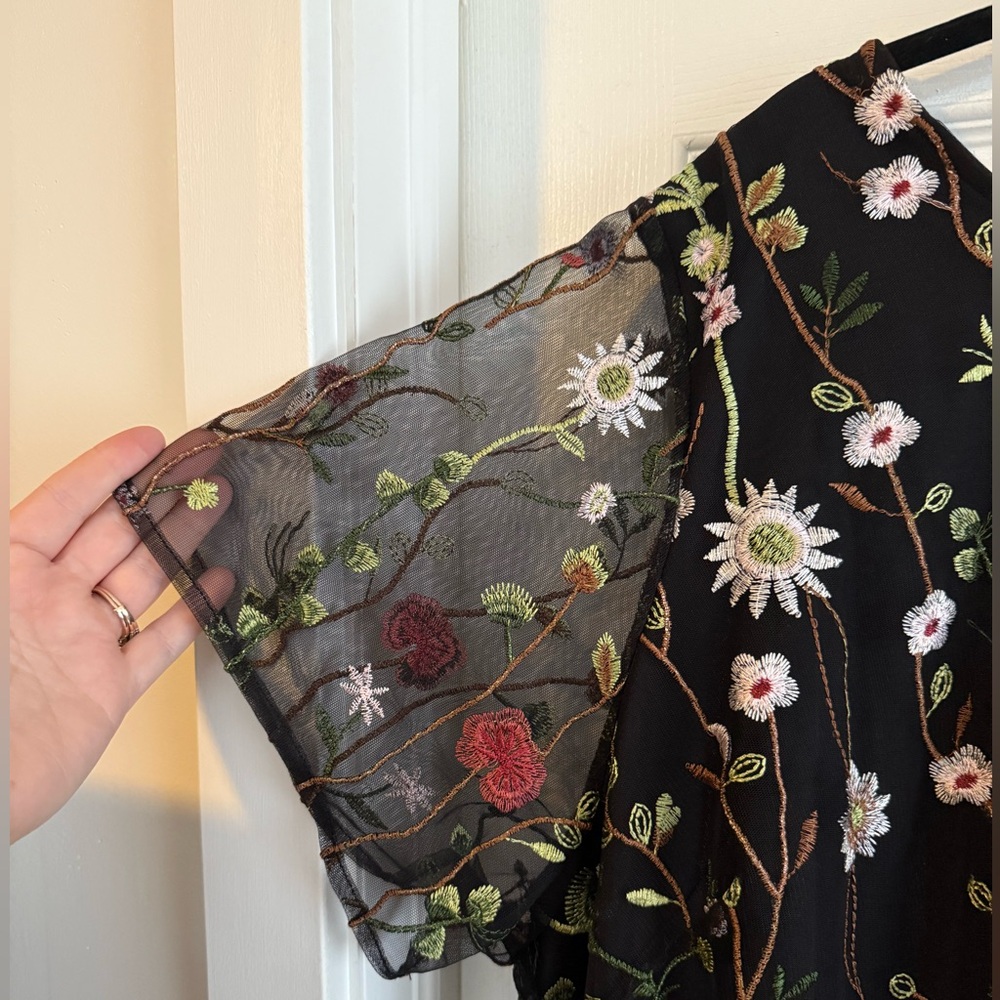 Catherines Embroidered Floral Black Dress - Picture 2 of 3